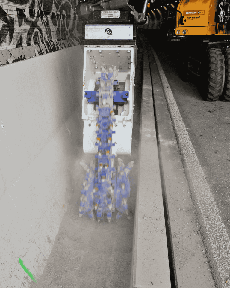 In Tunnel Trenching by KEMROC EK Chain Cutter