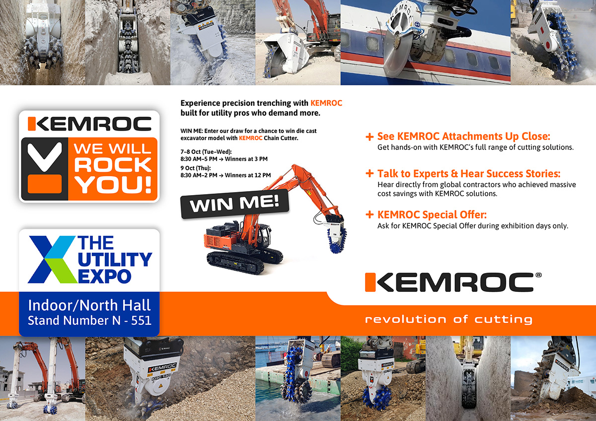 With KEMROC, We will ROCK YOU! Meet the Game-Changers for Your Trenching Projects: KEMROC Bullhead Cutter, Chain Cutter and Cutter Wheel.