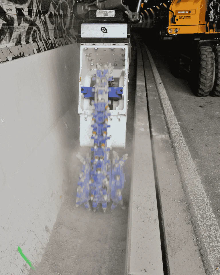 In Tunnel Trenching by KEMROC EK Chain Cutter