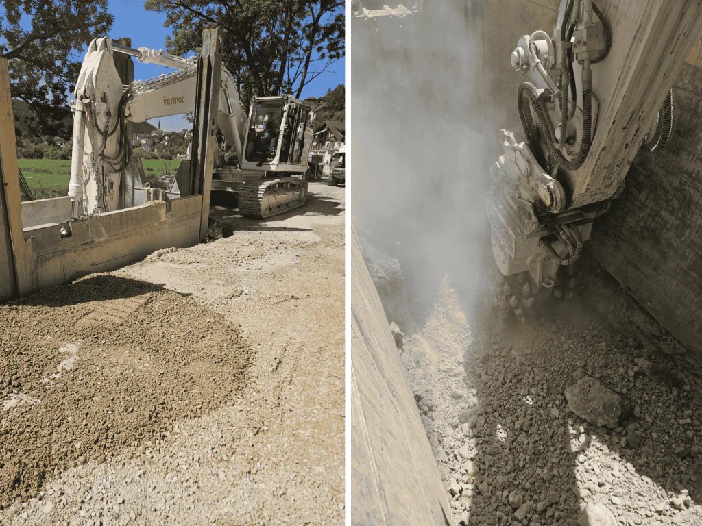KEMROC KR Rotary Drum Cutter Powers Trenching Project, France Caterpillar 330 with KEMROC KR 150 | Trenching in Hard Limestone Rock