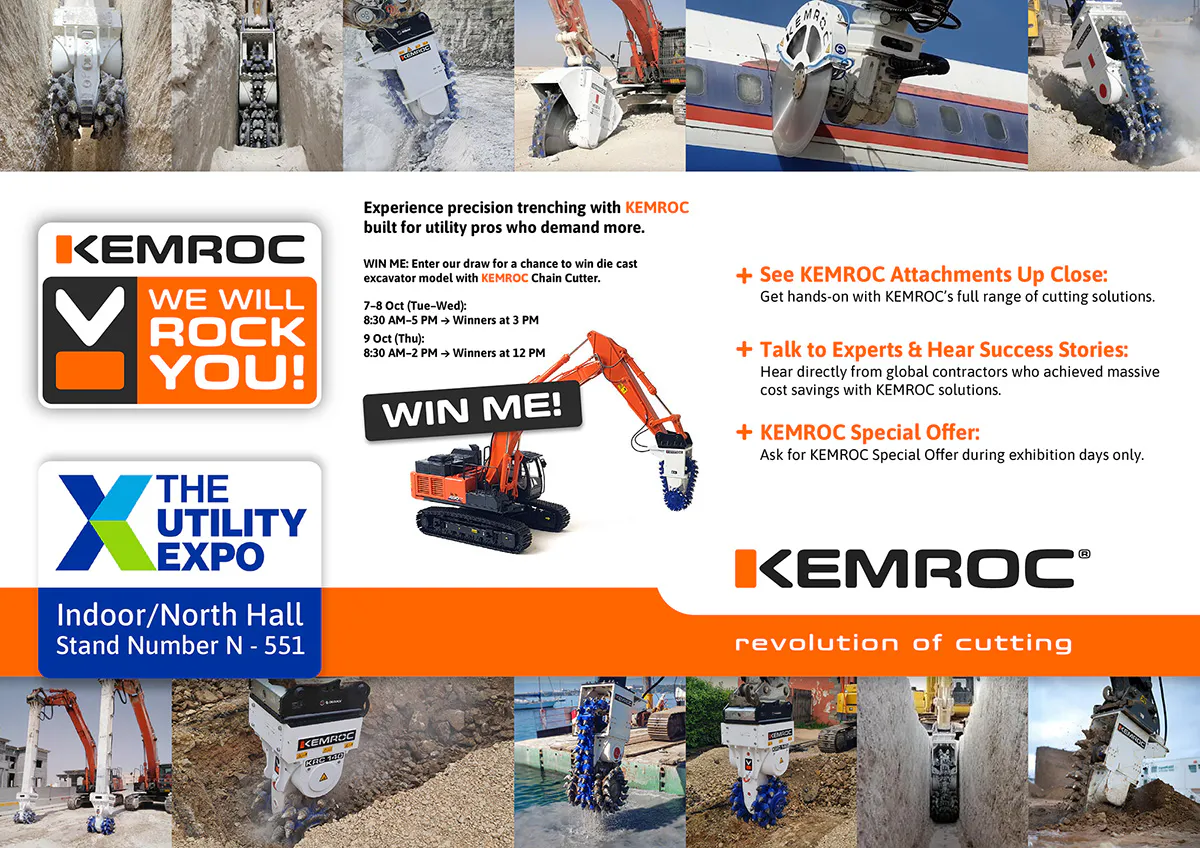 With KEMROC, We will ROCK YOU! Meet the Game-Changers for Your Trenching Projects: KEMROC Bullhead Cutter, Chain Cutter and Cutter Wheel.