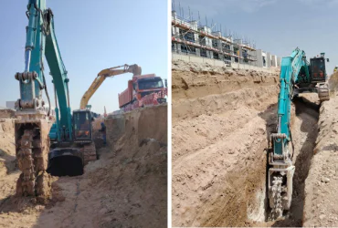 Urban Trenching Reinvented: KEMROC EK Chain Cutter Achieves Efficient Trenching with Low Vibration & Low Sound, Without Disturbing the Neighbourhood in Dubai.