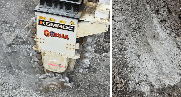 Trenching Reinvented with KEMROC Chain Cutter in the U.S: Clean Cuts, Low Vibration, Low Operational Cost.
