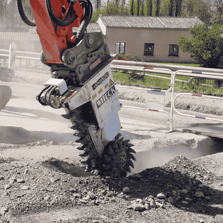 low vibration trenching attachment