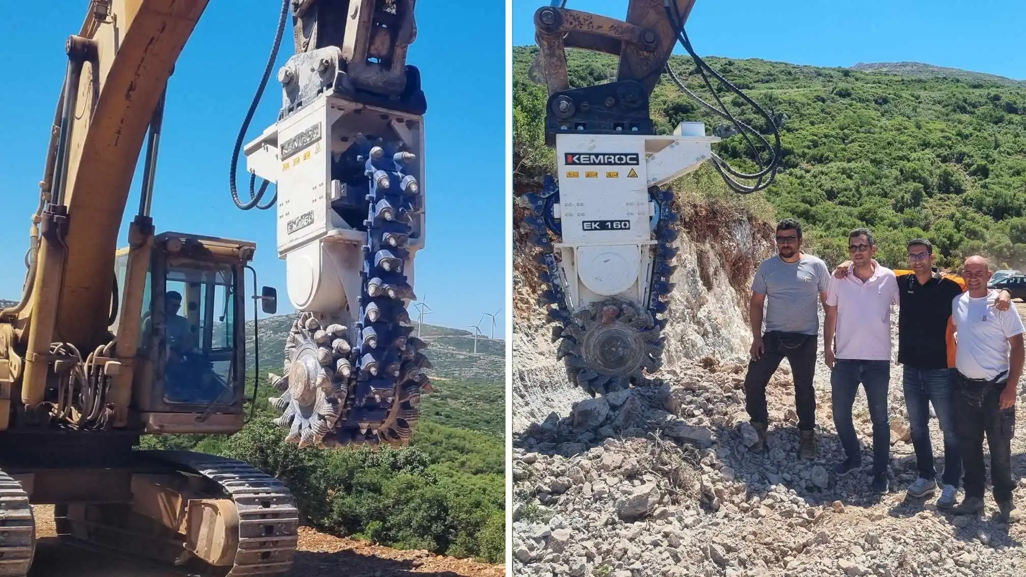 Wind Farm Trenching in Greece: KEMROC EK 160 Chain Cutter Delivers Precision, Productivity, and Lower Cost per Meter in Limestone. 